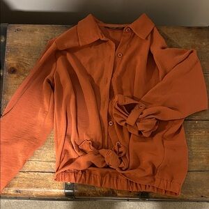 Elegant Rust Button-Up Blouse